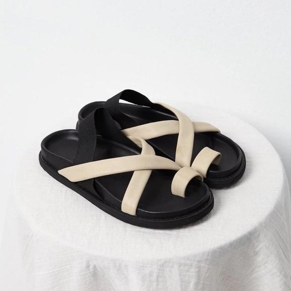ATELIER DELPHINE Shoes - ATELIER DELPHINE MIZUGUMO SANDAL - TAN/BLACK